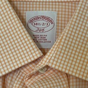 Brooks Brothers 346 Orange White Gingham Dress Shirt Men’s 14.5 32/33 – Classic